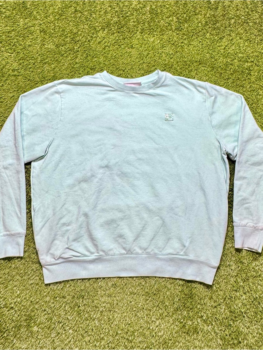FILA Men’s Crewneck Pullover Sweatshirt / Sweater Light Blue Teal Size XXL